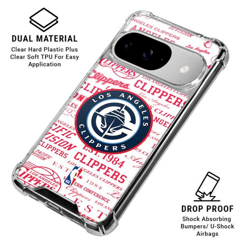 NBA Los Angeles Clippers Blast Logos Google Pixel 10 Clear Case